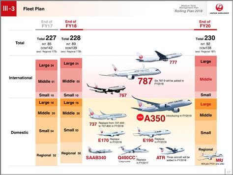 japan airlines fleet composition
